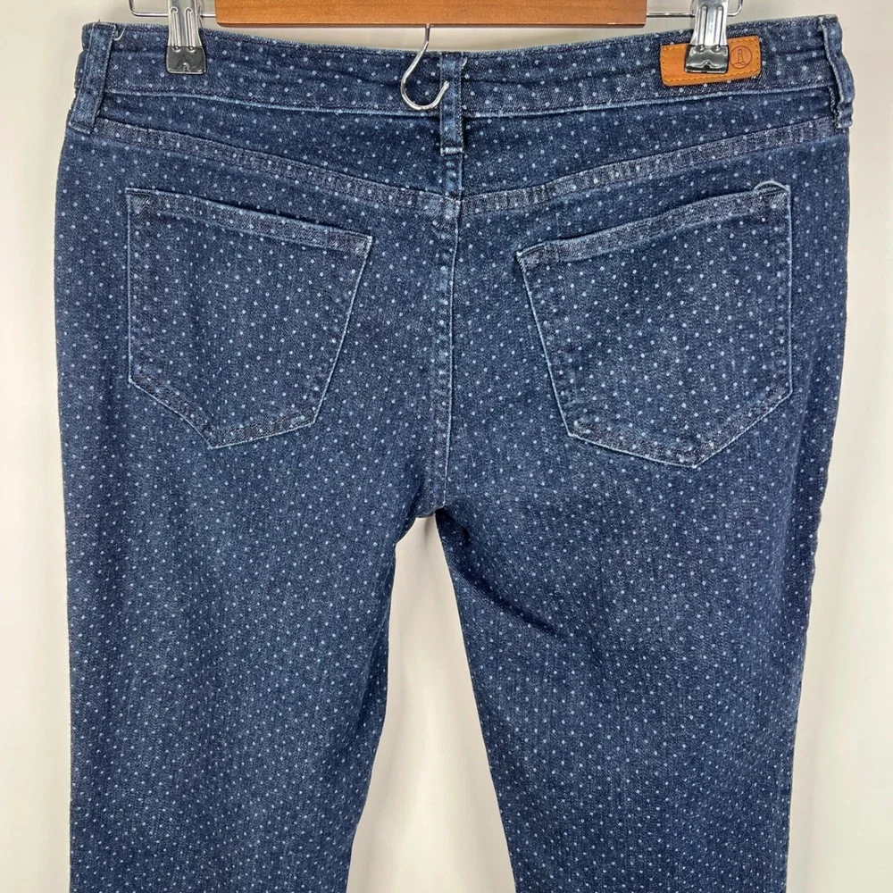 Lands End Womens 10P Polka Dot Straight Leg Jeans Dark Wash Blue Denim Fit‎ 2